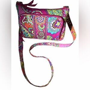 Vera Bradley Pink Teal Orange Vibrant Floral Crossbody Bag